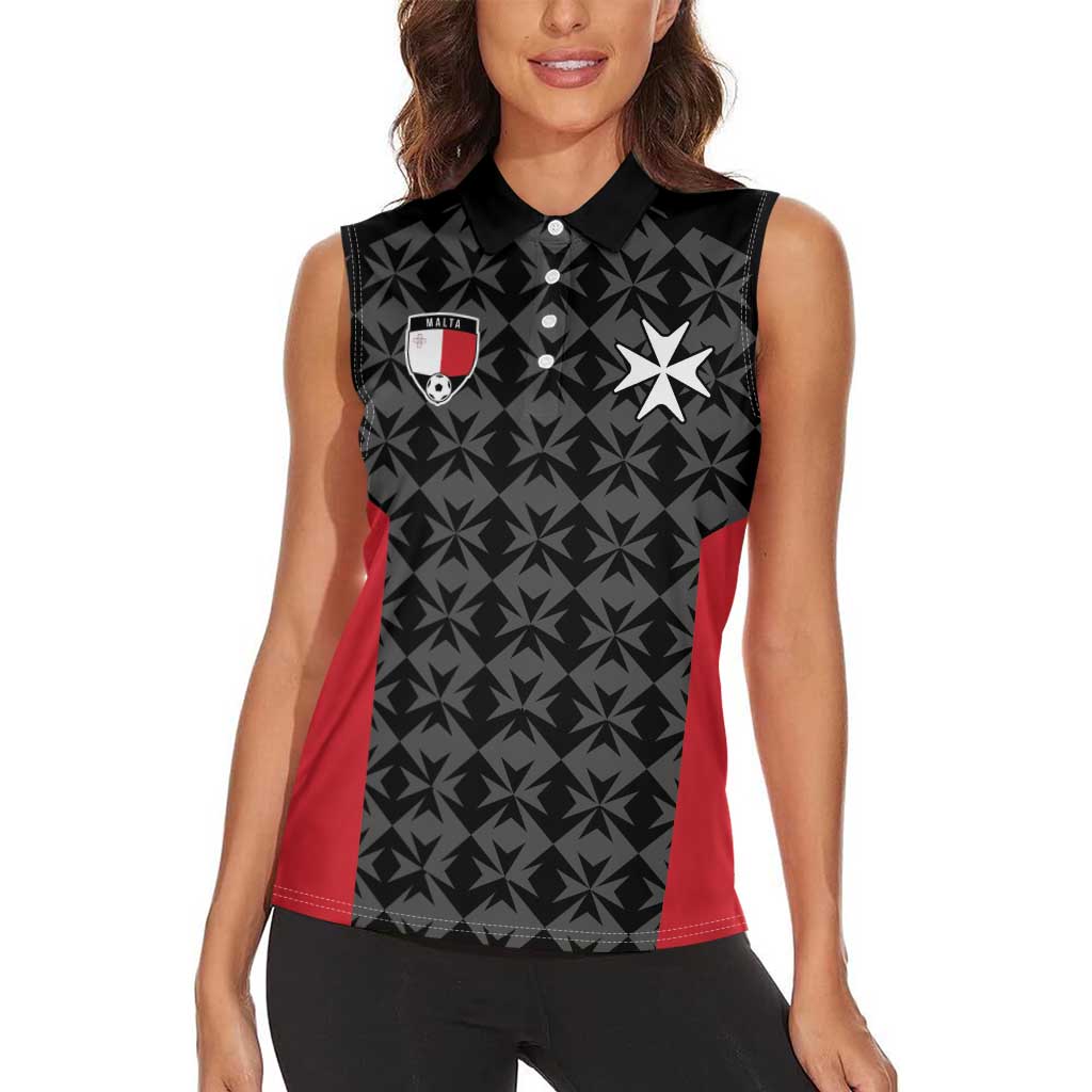 Custom Malta Football Jersey Go Champions Women Sleeveless Polo Shirt Black Style