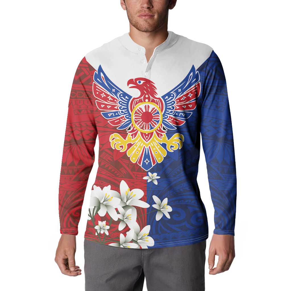 Philippine Eagle Week Button Sweatshirt Filipino Patern