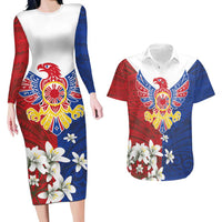 Philippine Eagle Week Couples Matching Long Sleeve Bodycon Dress and Hawaiian Shirt Filipino Patern