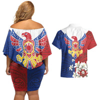 Philippine Eagle Week Couples Matching Off Shoulder Short Dress and Hawaiian Shirt Filipino Patern