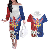 Philippine Eagle Week Couples Matching Off The Shoulder Long Sleeve Dress and Hawaiian Shirt Filipino Patern