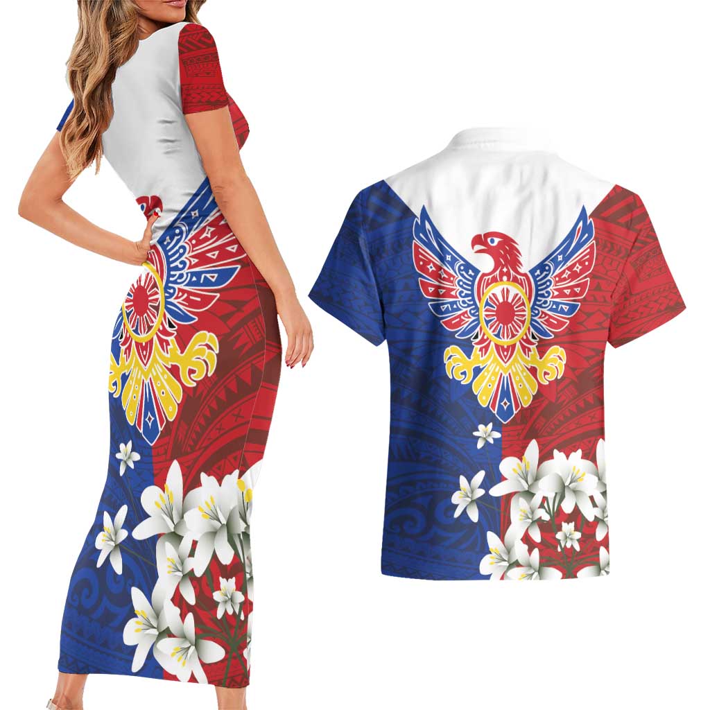 Philippine Eagle Week Couples Matching Short Sleeve Bodycon Dress and Hawaiian Shirt Filipino Patern