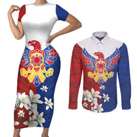 Philippine Eagle Week Couples Matching Short Sleeve Bodycon Dress and Long Sleeve Button Shirt Filipino Patern