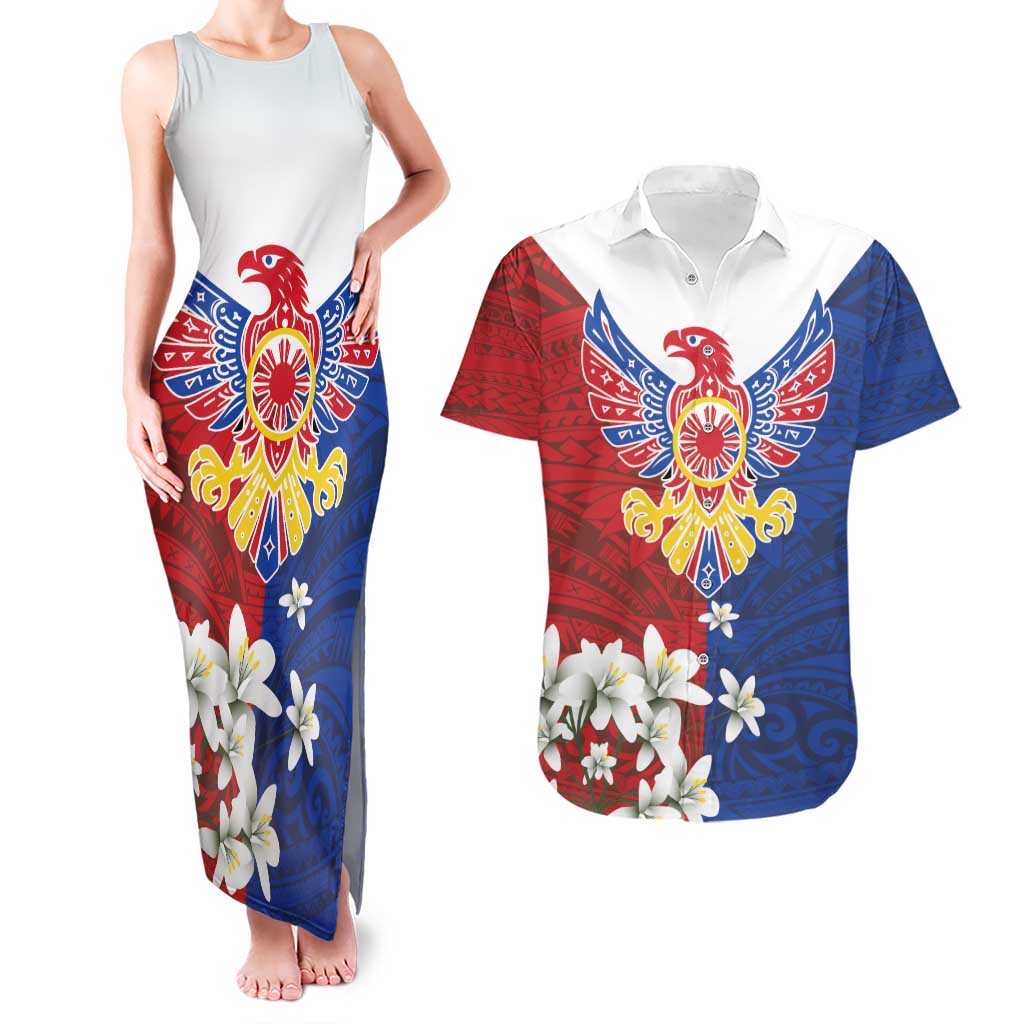 Philippine Eagle Week Couples Matching Tank Maxi Dress and Hawaiian Shirt Filipino Patern