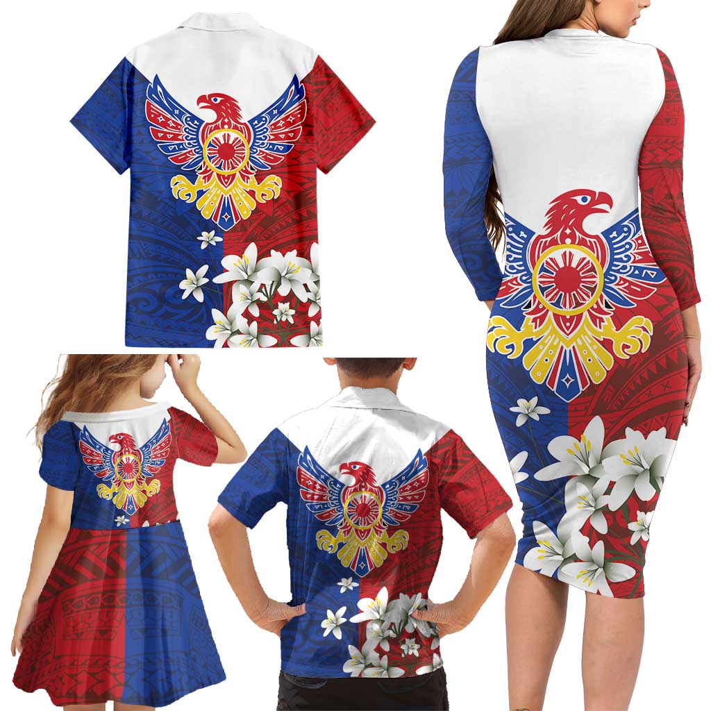 Philippine Eagle Week Family Matching Long Sleeve Bodycon Dress and Hawaiian Shirt Filipino Patern