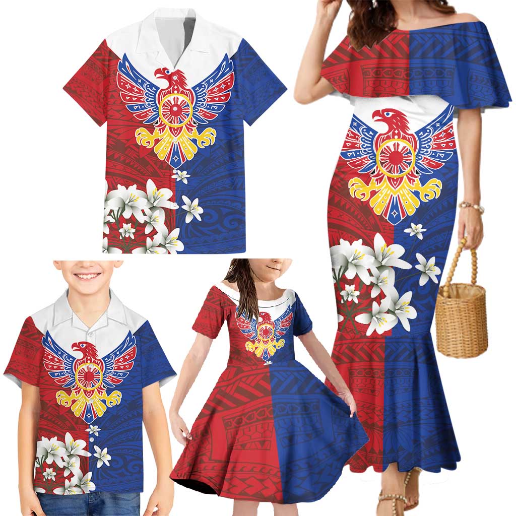 Philippine Eagle Week Family Matching Mermaid Dress and Hawaiian Shirt Filipino Patern