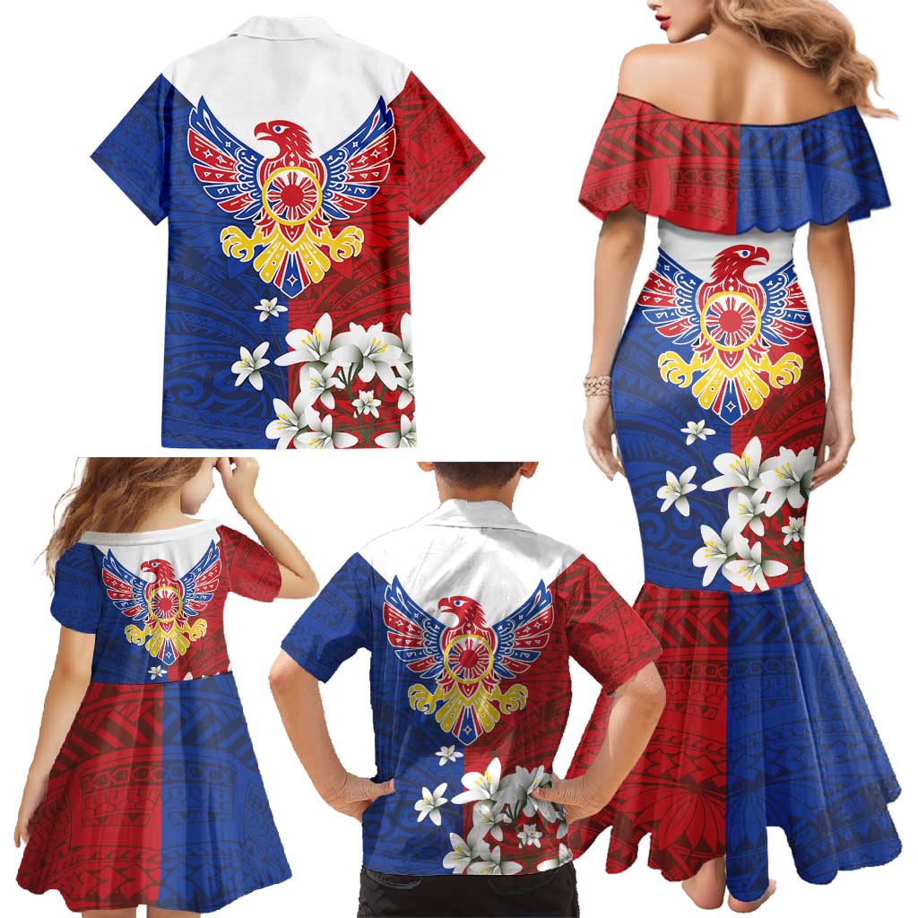 Philippine Eagle Week Family Matching Mermaid Dress and Hawaiian Shirt Filipino Patern