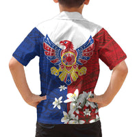 Philippine Eagle Week Family Matching Off The Shoulder Long Sleeve Dress and Hawaiian Shirt Filipino Patern