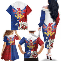 Philippine Eagle Week Family Matching Off The Shoulder Long Sleeve Dress and Hawaiian Shirt Filipino Patern