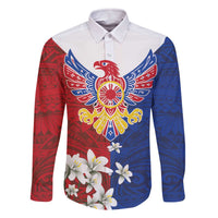 Philippine Eagle Week Family Matching Off The Shoulder Long Sleeve Dress and Hawaiian Shirt Filipino Patern