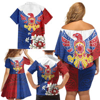 Philippine Eagle Week Family Matching Off Shoulder Short Dress and Hawaiian Shirt Filipino Patern