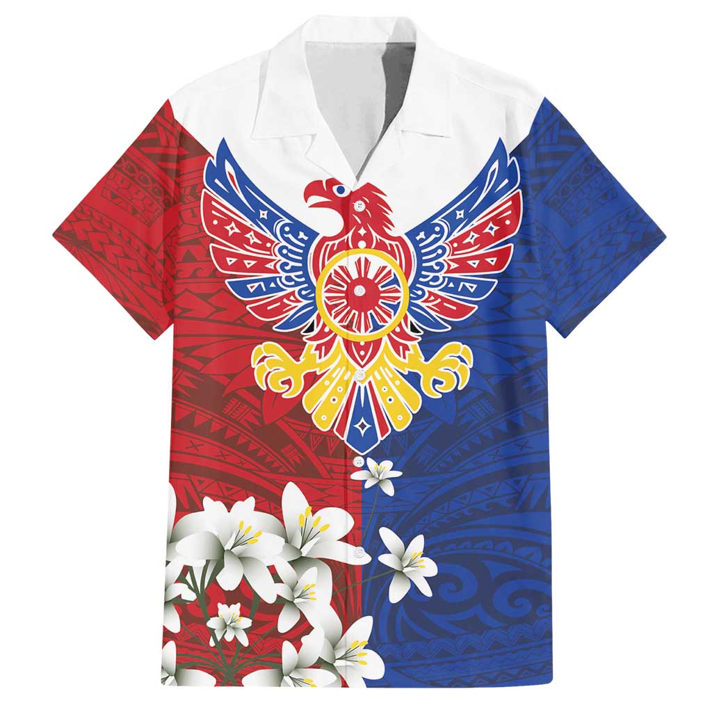 Philippine Eagle Week Family Matching Off Shoulder Short Dress and Hawaiian Shirt Filipino Patern