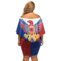 Philippine Eagle Week Family Matching Off Shoulder Short Dress and Hawaiian Shirt Filipino Patern