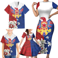 Philippine Eagle Week Family Matching Short Sleeve Bodycon Dress and Hawaiian Shirt Filipino Patern
