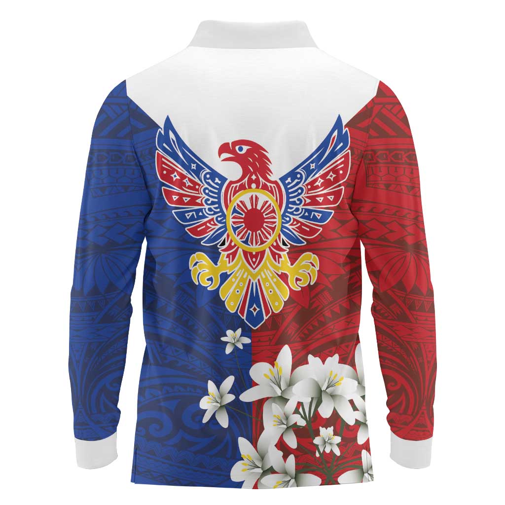 Philippine Eagle Week Long Sleeve Polo Shirt Filipino Patern