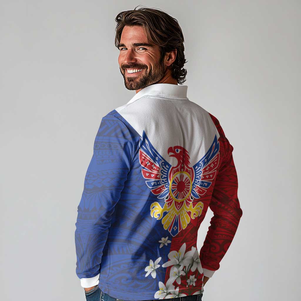 Philippine Eagle Week Long Sleeve Polo Shirt Filipino Patern
