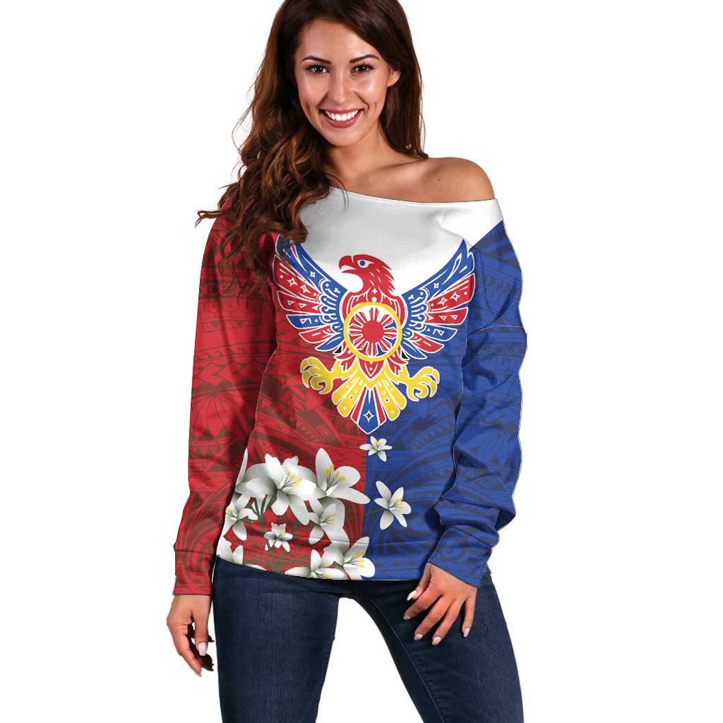 Philippine Eagle Week Off Shoulder Sweater Filipino Patern