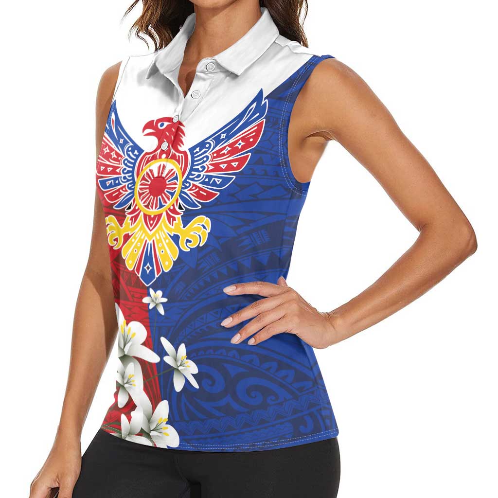 Philippine Eagle Week Women Sleeveless Polo Shirt Filipino Patern
