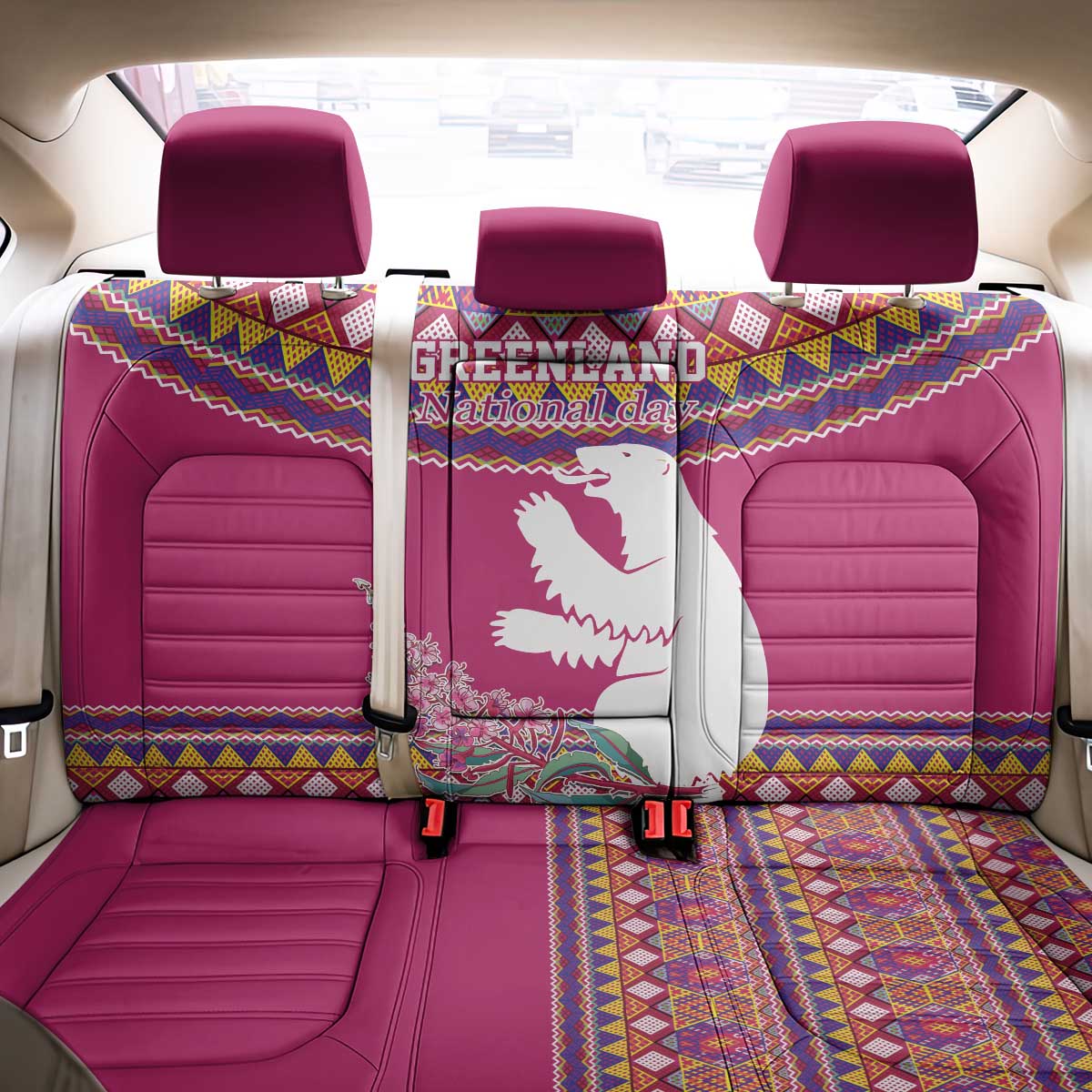 Greenland National Day Back Car Seat Cover Inuit Kalaallisuut style