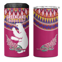 Greenland National Day 4 in 1 Can Cooler Tumbler Inuit Kalaallisuut style