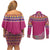 Greenland National Day Couples Matching Off Shoulder Short Dress and Long Sleeve Button Shirt Inuit Kalaallisuut style