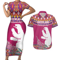 Greenland National Day Couples Matching Short Sleeve Bodycon Dress and Hawaiian Shirt Inuit Kalaallisuut style