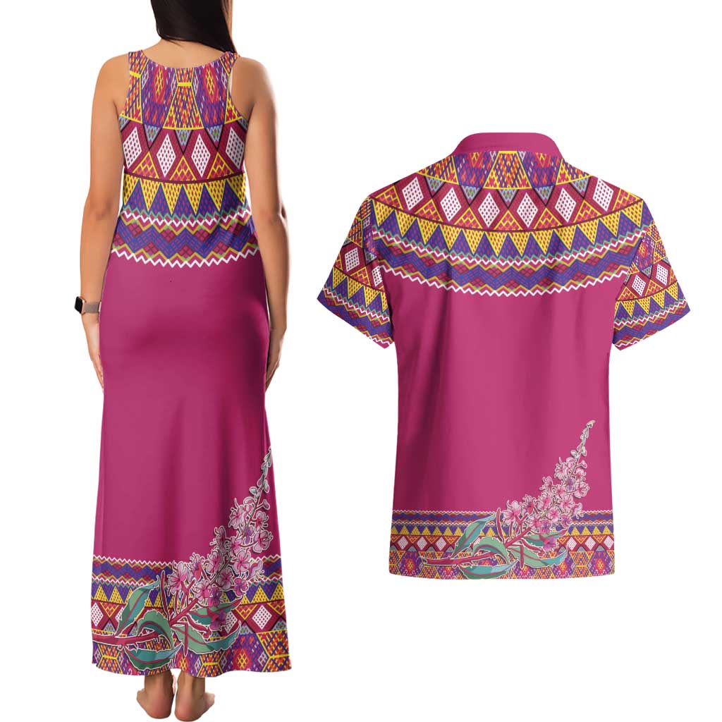 Greenland National Day Couples Matching Tank Maxi Dress and Hawaiian Shirt Inuit Kalaallisuut style