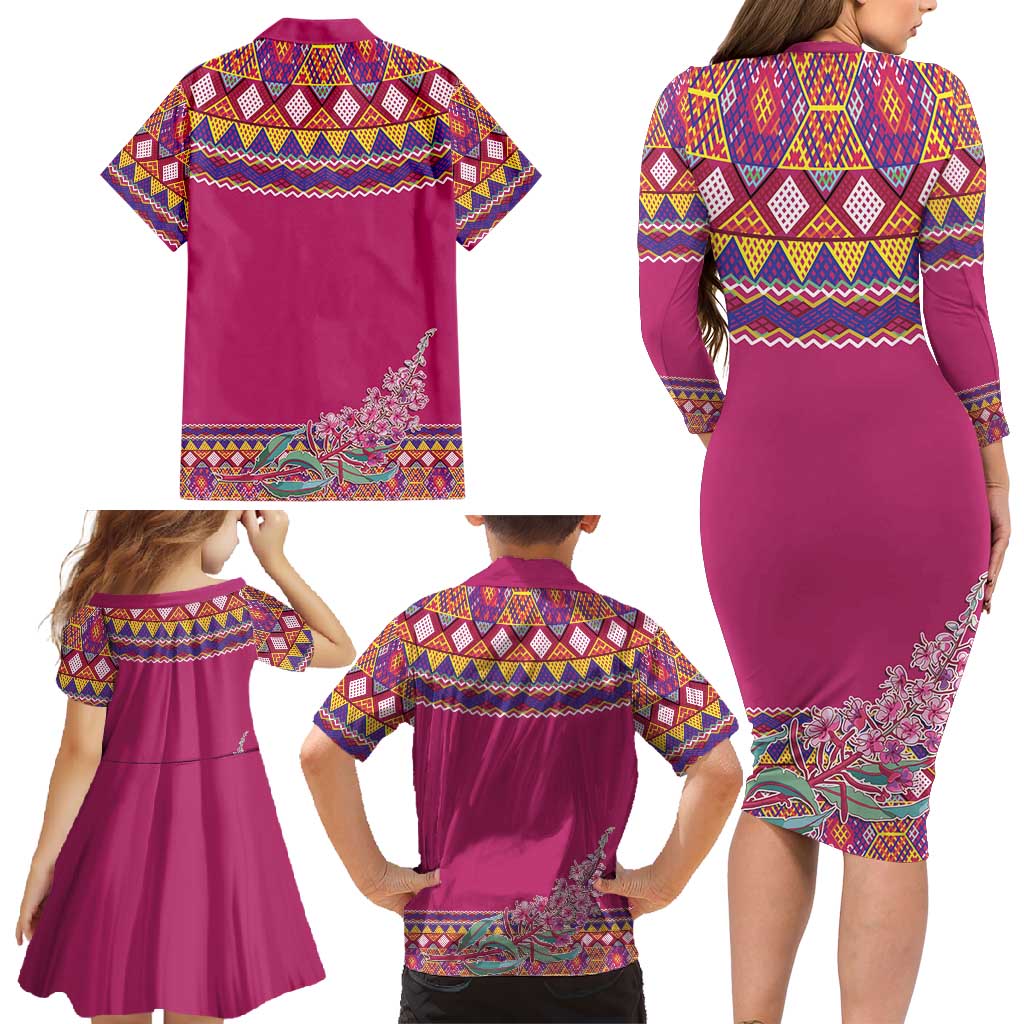 Greenland National Day Family Matching Long Sleeve Bodycon Dress and Hawaiian Shirt Inuit Kalaallisuut style
