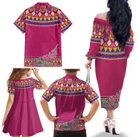 Greenland National Day Family Matching Off The Shoulder Long Sleeve Dress and Hawaiian Shirt Inuit Kalaallisuut style