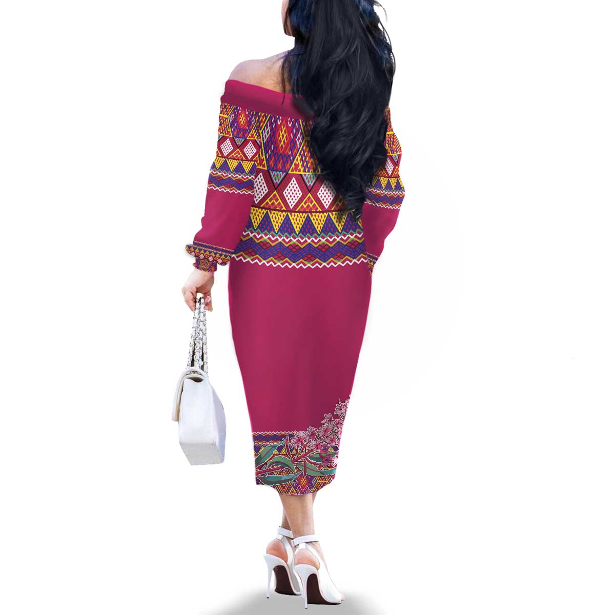 Greenland National Day Family Matching Off The Shoulder Long Sleeve Dress and Hawaiian Shirt Inuit Kalaallisuut style
