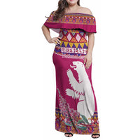 Greenland National Day Family Matching Off Shoulder Maxi Dress and Hawaiian Shirt Inuit Kalaallisuut style