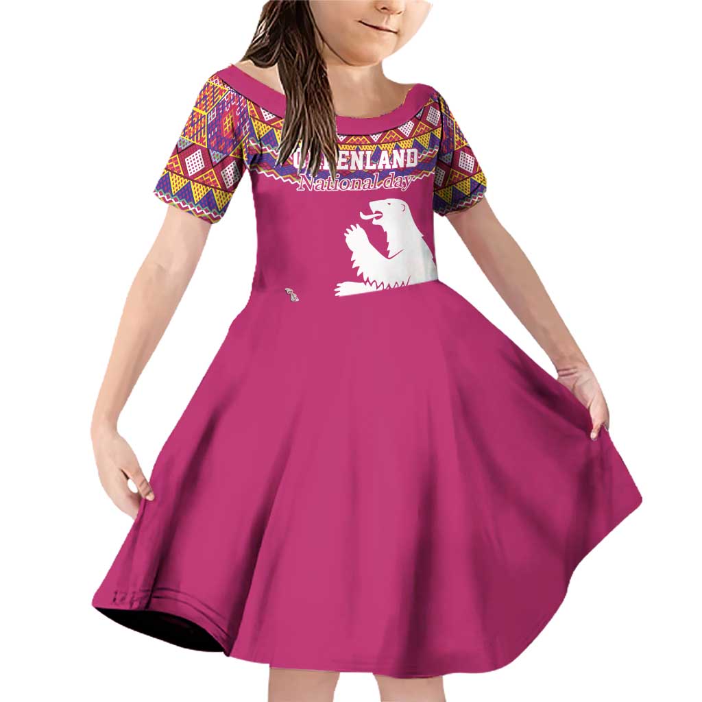 Greenland National Day Family Matching Off Shoulder Short Dress and Hawaiian Shirt Inuit Kalaallisuut style
