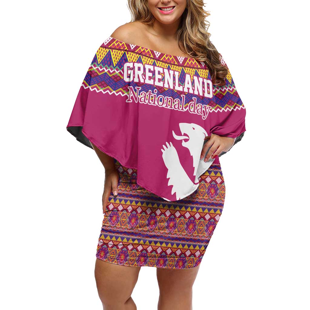 Greenland National Day Family Matching Off Shoulder Short Dress and Hawaiian Shirt Inuit Kalaallisuut style