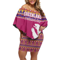 Greenland National Day Family Matching Off Shoulder Short Dress and Hawaiian Shirt Inuit Kalaallisuut style