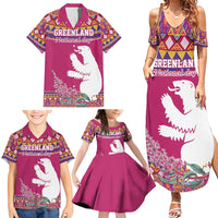 Greenland National Day Family Matching Summer Maxi Dress and Hawaiian Shirt Inuit Kalaallisuut style