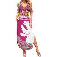 Greenland National Day Family Matching Summer Maxi Dress and Hawaiian Shirt Inuit Kalaallisuut style