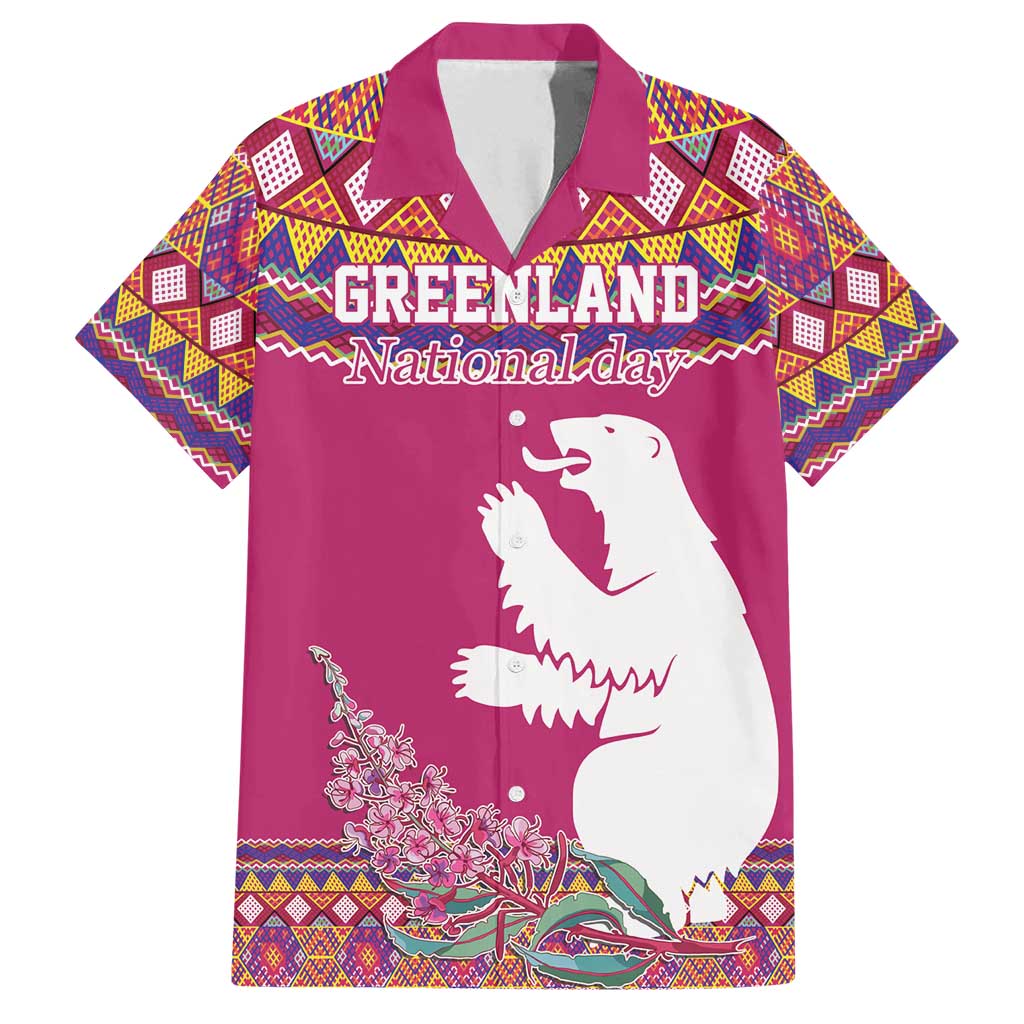 Greenland National Day Family Matching Tank Maxi Dress and Hawaiian Shirt Inuit Kalaallisuut style