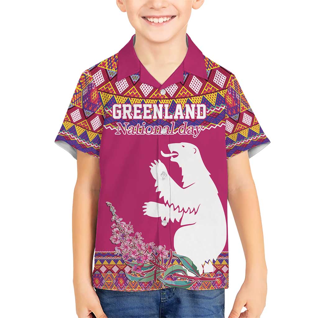 Greenland National Day Kid Hawaiian Shirt Inuit Kalaallisuut style