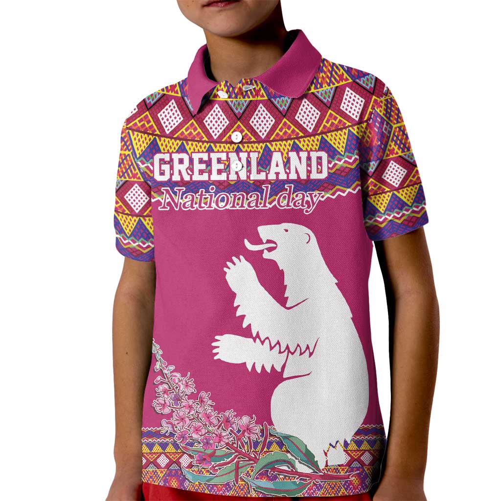 Greenland National Day Kid Polo Shirt Inuit Kalaallisuut style