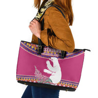 Greenland National Day Leather Tote Bag Inuit Kalaallisuut style