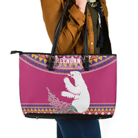 Greenland National Day Leather Tote Bag Inuit Kalaallisuut style