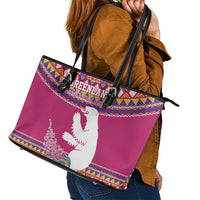 Greenland National Day Leather Tote Bag Inuit Kalaallisuut style