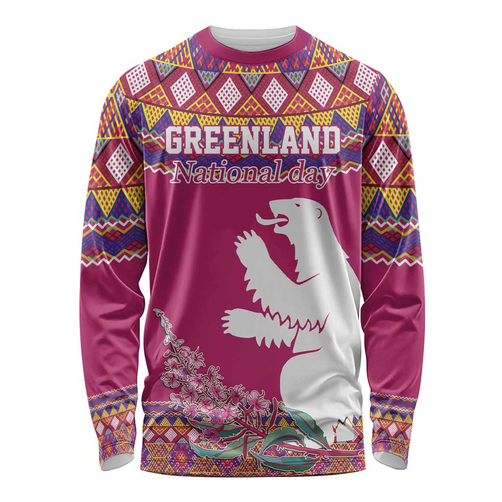 Greenland National Day Long Sleeve Shirt Inuit Kalaallisuut style