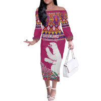 Greenland National Day Off The Shoulder Long Sleeve Dress Inuit Kalaallisuut style