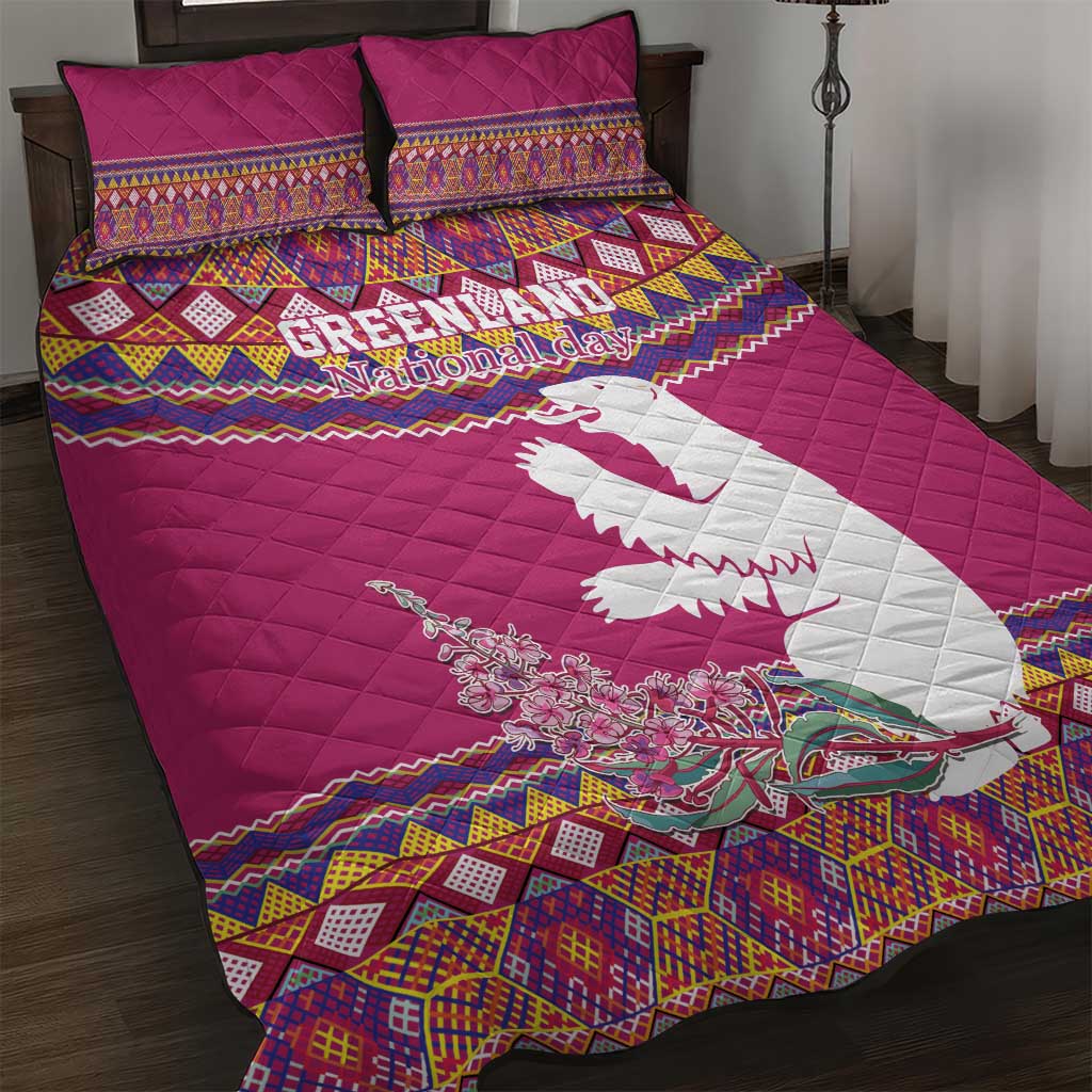 Greenland National Day Quilt Bed Set Inuit Kalaallisuut style