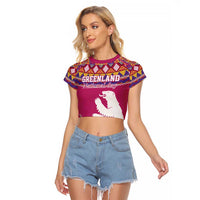 Greenland National Day Raglan Cropped T Shirt Inuit Kalaallisuut style