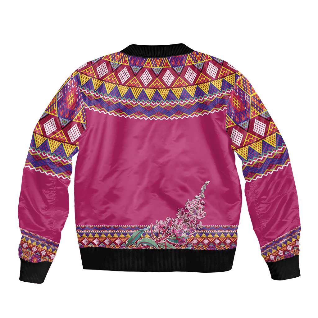 Greenland National Day Sleeve Zip Bomber Jacket Inuit Kalaallisuut style