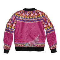 Greenland National Day Sleeve Zip Bomber Jacket Inuit Kalaallisuut style