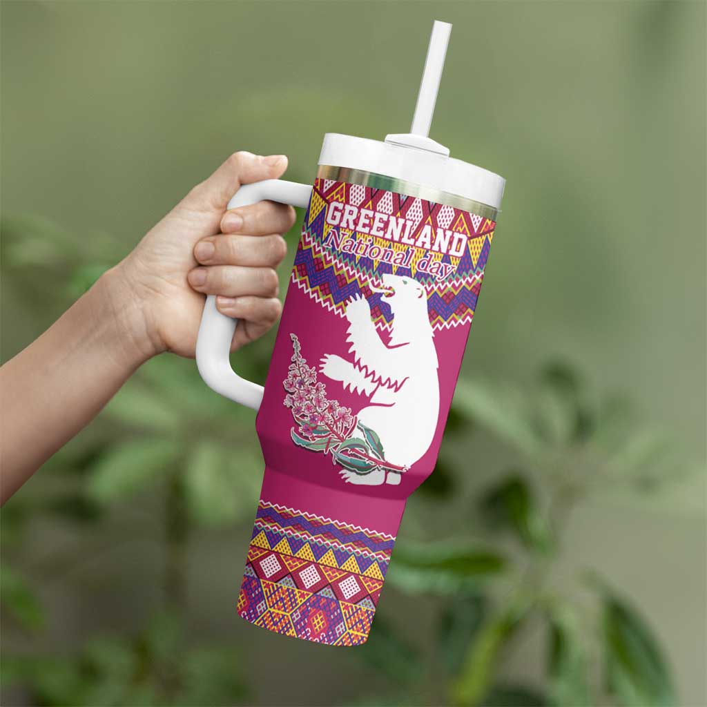 Greenland National Day Tumbler With Handle Inuit Kalaallisuut style