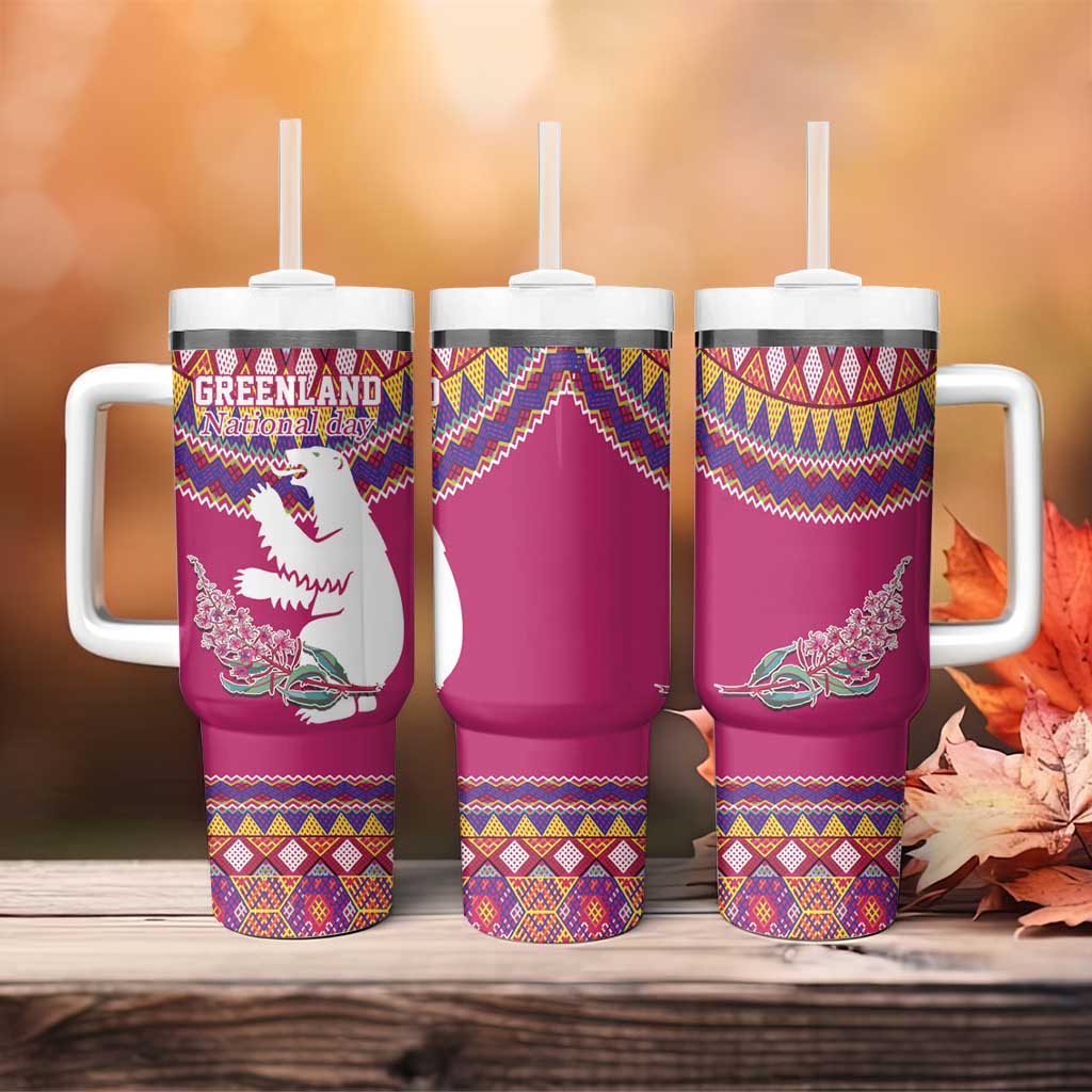 Greenland National Day Tumbler With Handle Inuit Kalaallisuut style